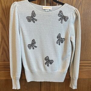 Women Sweater - Gray with dark grey Bow Accents